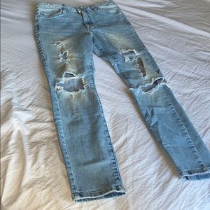 light wash ripped denim jeans
